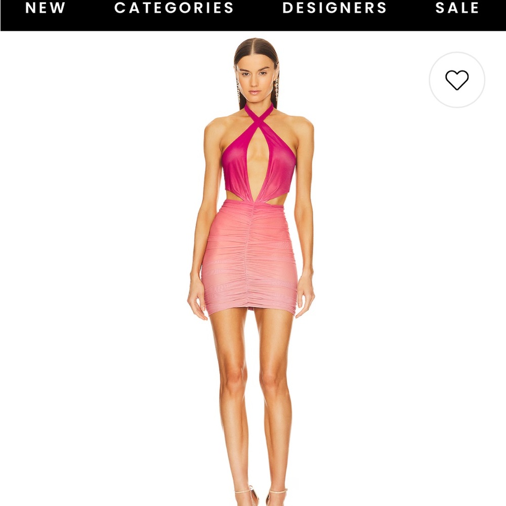 Michael Costello Fuchsia and Pink Halter Mini Dress